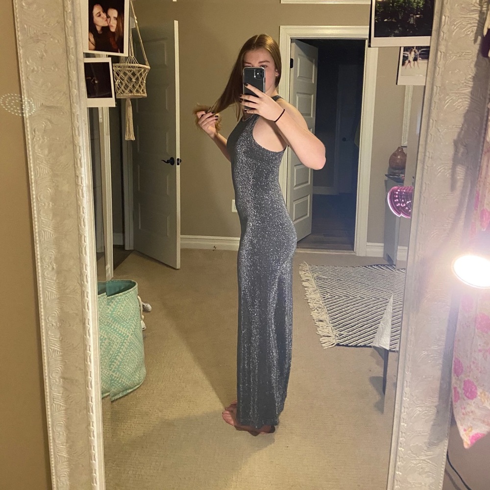 Long Silver Party Dress - Picture 3 of 8